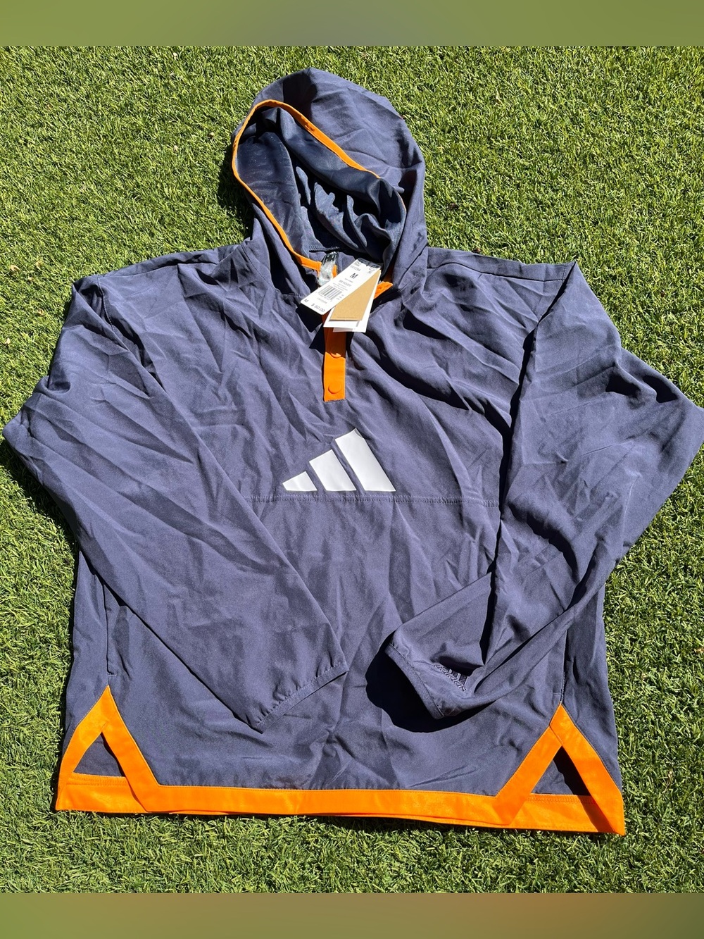 NWT Adidas Mens BB 4-Snap Windbreaker Basketball Hoodie M Shadow Navy MSRP$60